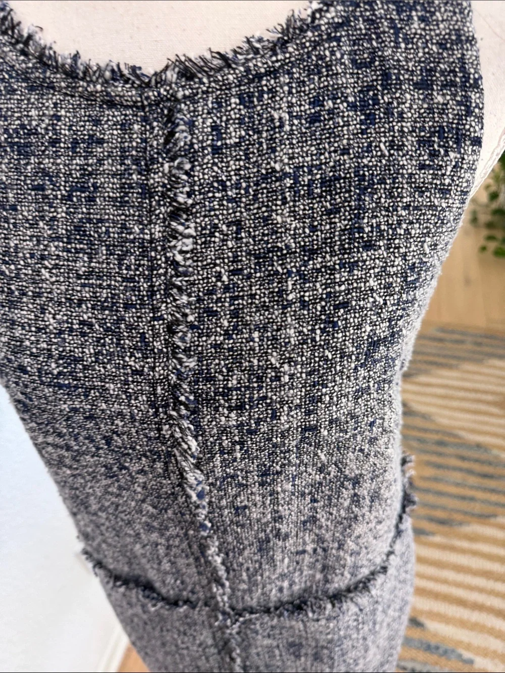 Michael Kors Navy & White Tweed Sleeveless Shift Dress Size 4 Work/Office Dress